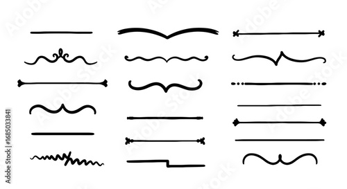 Hand drawn doodle divider underline border frame sketch vector graphic design illustration element set line ornate decorative art
