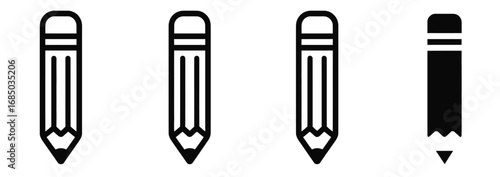 WebDiverse pencil icons showcase writing, drawing, and creative tools for education and design projects, offering clean and modern graphic elements.