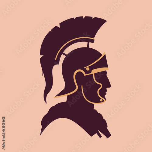 Roman Warrior Profile Silhouette - Ancient Military Headwear Art