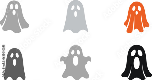 Assorted ghost icons in grey orange and black ghosts