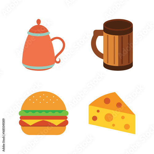 Bundle of food and drink seasonal icon graphics.