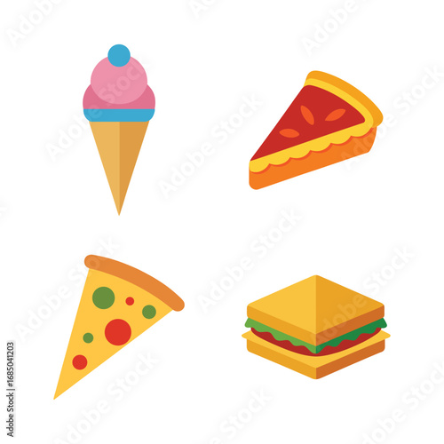 Food and drink seasonal decoration icons vector pack.