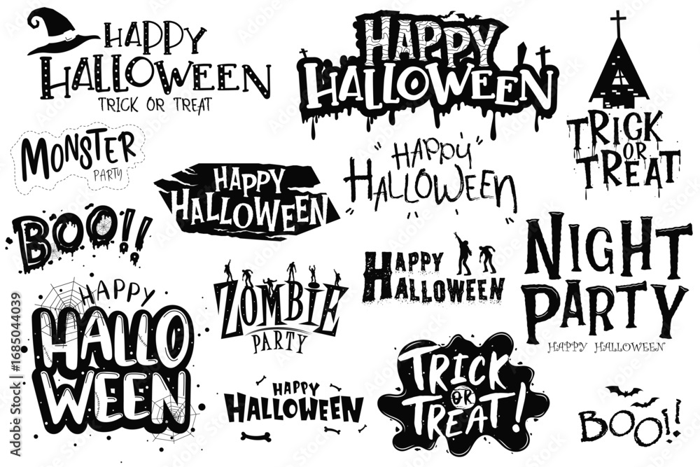 Fototapeta premium Halloween Trick or Treat Typography Design in Spooky Style
