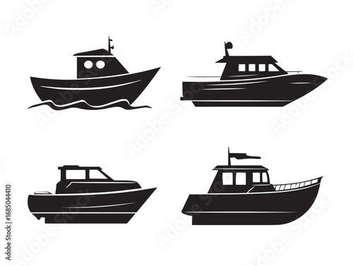 Minimal Boat Silhouette Icon Set Perfect for Creative Stock Designs  