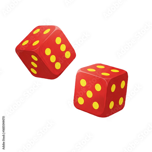 Two Red Dice Showing Sixes Floating in Air  Gambling Game Chance Risk Concept Image