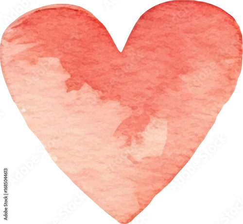Vector watercolor painted heart symbol. Hand drawn design element isolated on white background.
