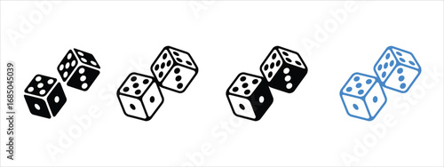 Dice linear icon thin set vector. Dice playing symbol. vector illustration.