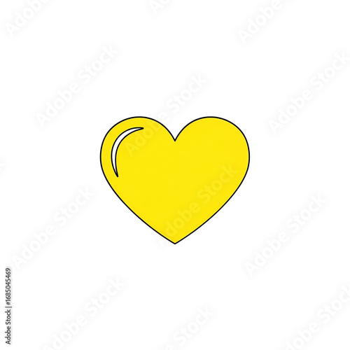 Yellow Heart Icon Illustration  Love Symbol Graphic Design Element for Valentines Day or Affection