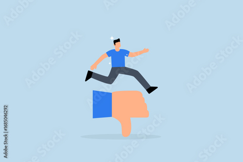 Deal with negative feedback, Businessman confidently overcomes criticism and negative feedback to achieve their business goals