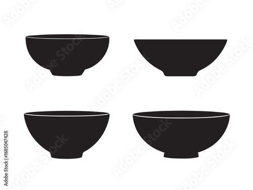 Minimal Bowl Silhouette Vector Icons for Elegant Stock Projects  