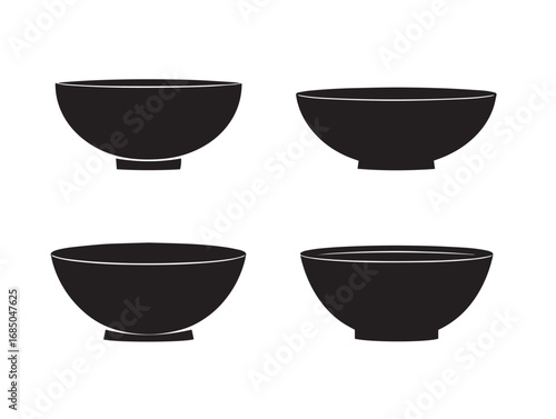 Stylish Bowl Silhouette Icons Collection for Creative Stock Designs  