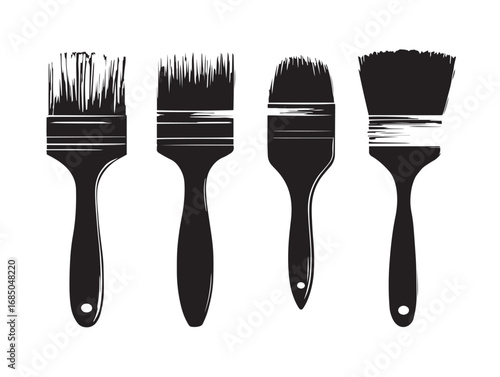 Bold Brush Silhouette Vector Icons for Creative Stock Illustrations  