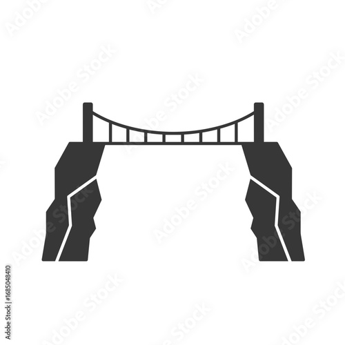 Bridge illustration between two cliffs in minimalistic style on isolated background