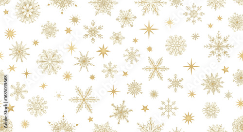  Create a kinds of deferent Christmas background, gold snowflakes and stars pattern vector art with white background.