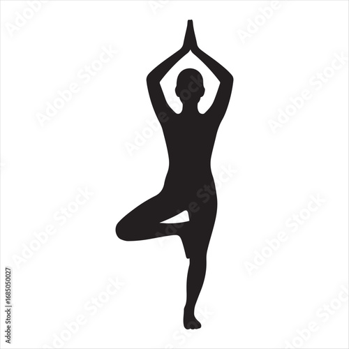 Silhouette of a person gracefully practicing a balancing yoga pose, embodying wellness, flexibility, and inner peace for a healthy lifestyle and mindful living