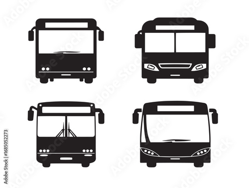 Travel Bus Vector Silhouette Icon in Minimal Art
