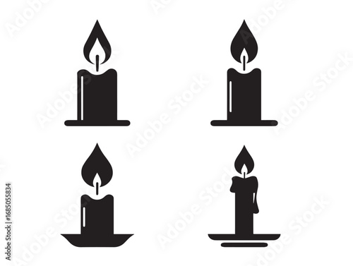 Candle Silhouette Icon in Decorative Minimal Vector Style