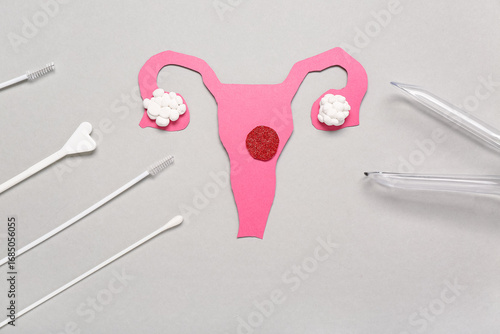 Paper uterus with pap smear...