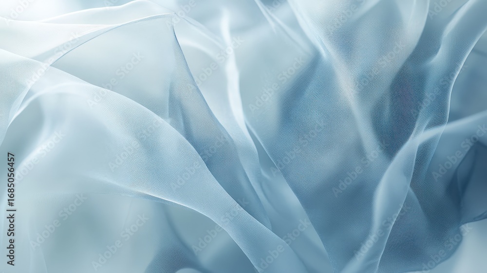 Fototapeta premium Close-up view of flowing light blue fabric.