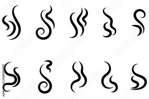 set of Smoke steam icon symbol on white background.