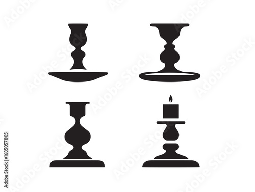 Elegant Candle Holder Icon Silhouette in Modern Vector