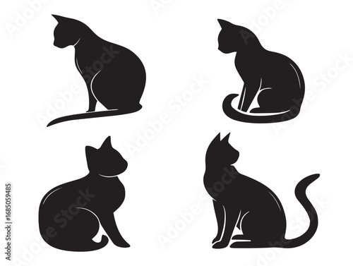 Cat Icon Silhouette in Minimal Vector Illustration Design