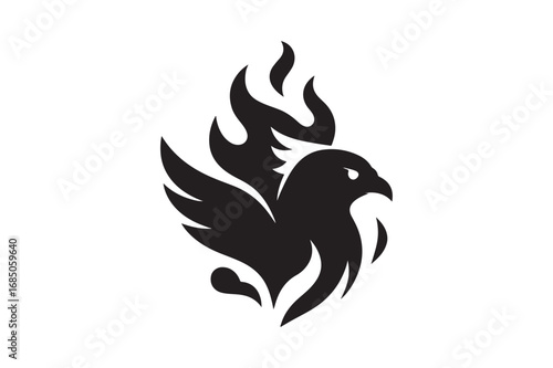 Fire Crest Falcon silhouette on white background.01
