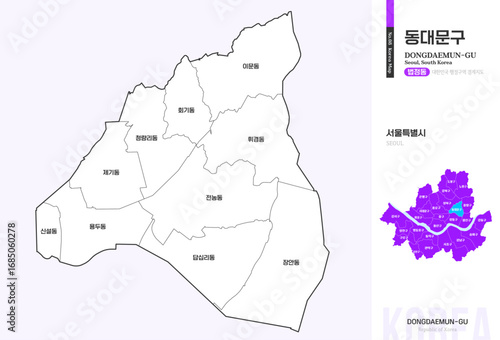 서울특별시 동대문구 법정동 윤곽선 지도