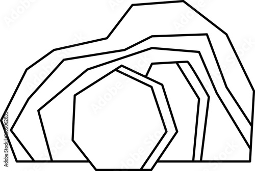 Geometric vector icon Easter Minimalist logo depiction of an empty tomb with the stone rolled away, symbolizing the resurrection of Jesus Christ in christian faith design aesthetic