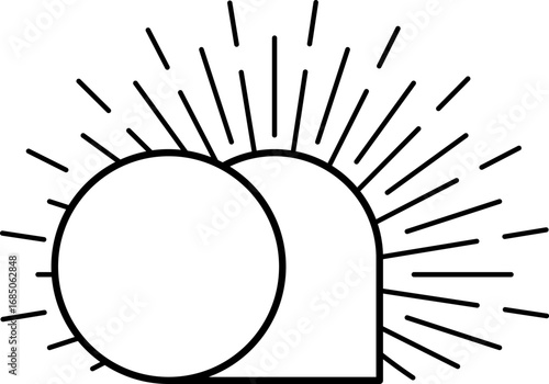 Minimalist vector icon Easter line art depicting the empty tomb of Jesus Christ after his resurrection, symbolizing hope logo, new life, and the christian faith