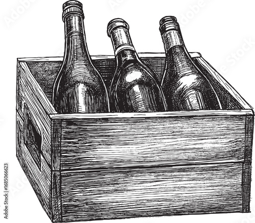Wine bottle illustration on a white background. This vector illustration can be used in any size you like for advertising, logos, and other work.