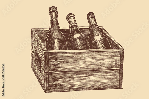 Wine bottle illustration in a vintage style. This vector illustration can be used in any size you like for advertising, logos, and other work.