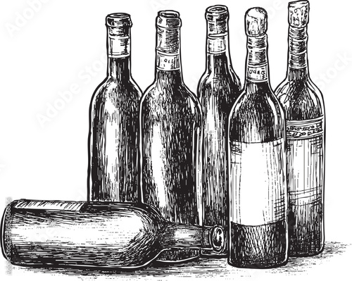 Wine bottle illustration on a white background. This vector illustration can be used in any size you like for advertising, logos, and other work.