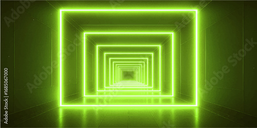 Abstract green 3D background with geometric squares and maze pattern design