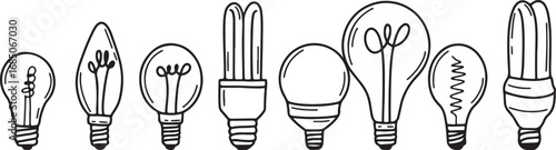 Light Bulb Sketch – Ideas, Electricity, Energy, Innovation, Hand Drawn Illustration