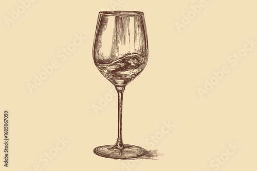 Wine glass illustration in a vintage style. This vector illustration can be used in any size you like for advertising, logos, and other work.