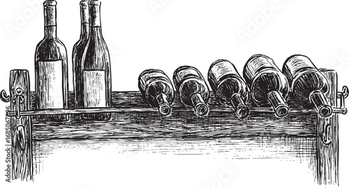 Wine rack illustration on a white background. This vector illustration can be used in any size you like for advertising, logos, and other work.