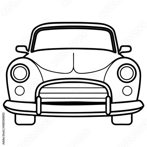 Vintage Car Front — Minimal Line Art