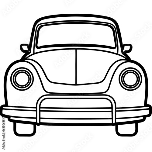 Vintage Car Front — Minimal Line Art