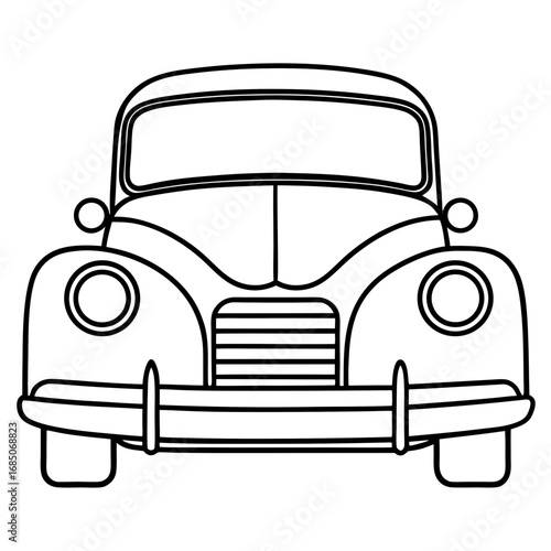 Vintage Car Front — Minimal Line Art