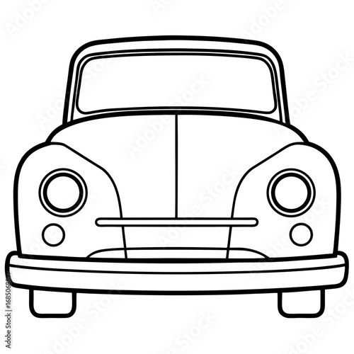 Vintage Car Front — Minimal Line Art