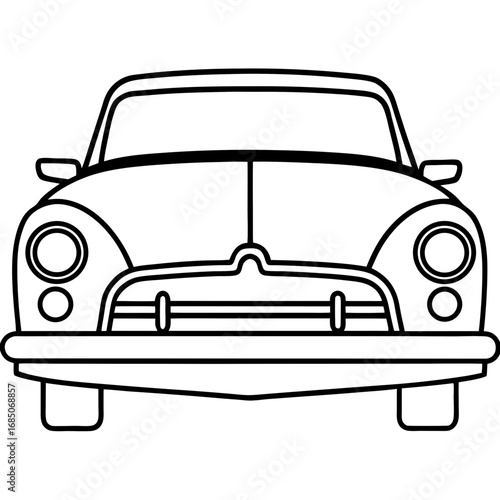 Vintage Car Front — Minimal Line Art