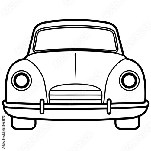 Vintage Car Front — Minimal Line Art