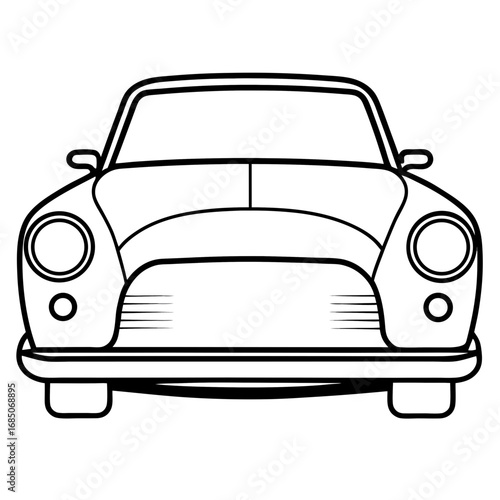Vintage Car Front — Minimal Line Art
