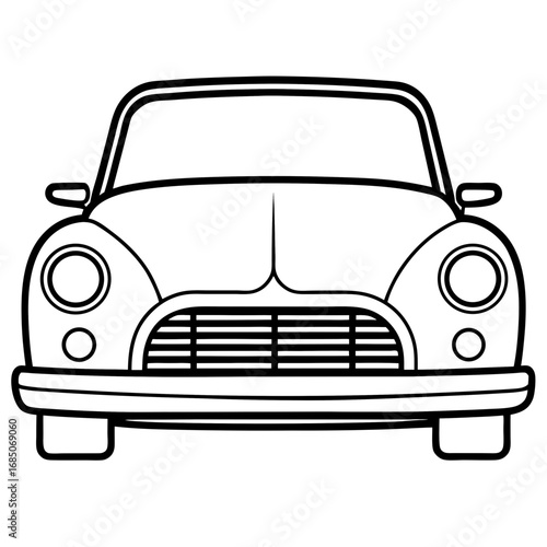 Vintage Car Front — Minimal Line Art