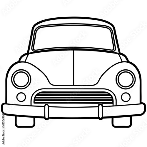 Vintage Car Front — Minimal Line Art
