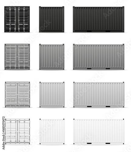 metal cargo container for long distance commercial transport by sea or rail cartoon stock vector illustration isolated on white background