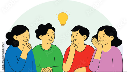 Adobe Illustrator Artwork friends gossip,Vector,idea,two boy and two girl , new idea , Art work of peple , 