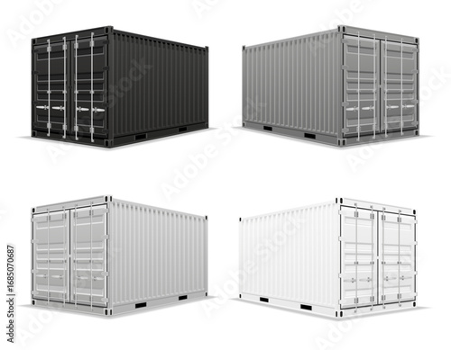 metal cargo container for long distance commercial transport by sea or rail cartoon stock vector illustration isolated on white background