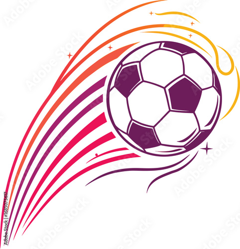 Soccer ball shooting star with colorful trails and stars on white background football sport style vector illustration EPS file download	